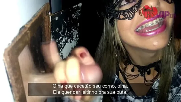 Tonton Cristina Almeida invites some unknown fans to participate in Gloryhole 4 in the booth of the cinema cine kratos in the center of são paulo, she curses her husband cuckold a lot while he films her drinking milk memacu Video