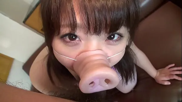 Katso Sayaka who mischiefs a cute pig nose chubby shaved girl wearing a leotard aja videoita