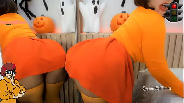 Xem Zoombie Velma Dinckley Scooby Doo cosplay for halloween, jerk off game, blowjob and anal toy thúc đẩy Video