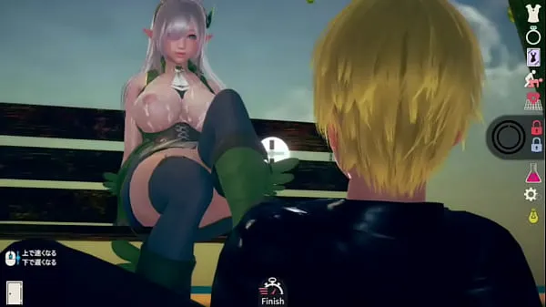 Eroge AI 〇 woman play video] Sex after having a handjob blowjob service by rubbing the breasts of a silver-haired big breasts elf beauty! 3DCG hentai video [hentai game 드라이브 동영상을 시청하세요