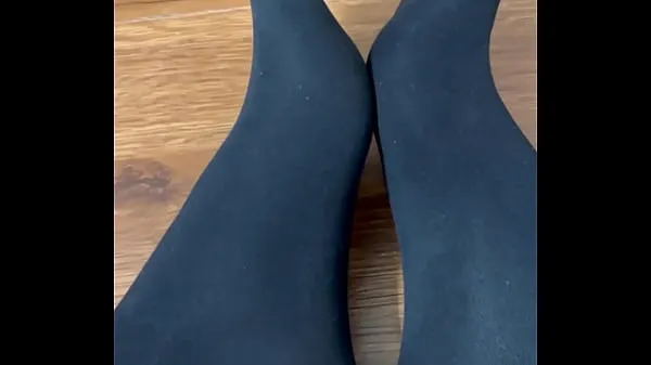 Watch Flaunting and rubbing together my black nylon feet drive Videos